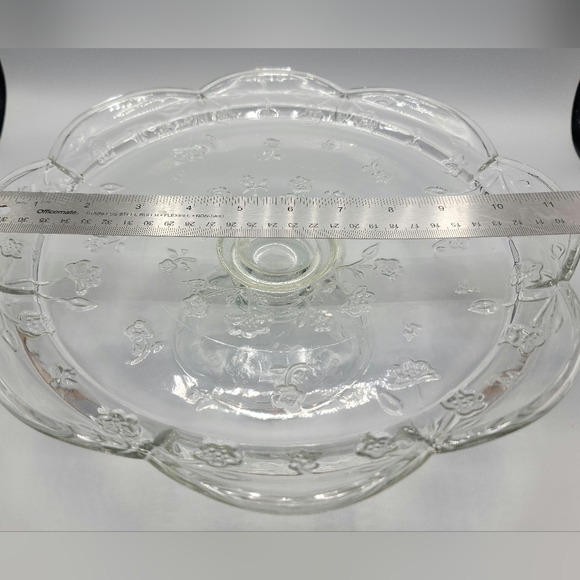 Beautiful Glass Cake Plate with Covered Dome Floral Print VNTG - Picture 7 of 10
